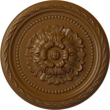 Palmetto Ceiling Medallion, Hand-Painted Smokey Topaz, 11 1/2OD X 1P